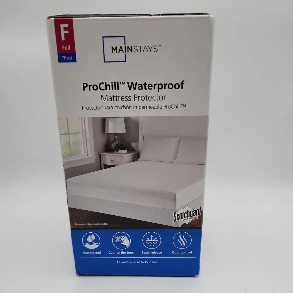Mainstays Prochill Waterproof Cooling Fitted‎ Mattress Protector, Full New